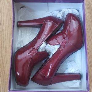 Red patent leather heels